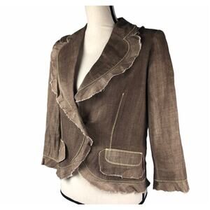 Credibility by Sheri Drobnick Mocha Brown linen blazer size 4